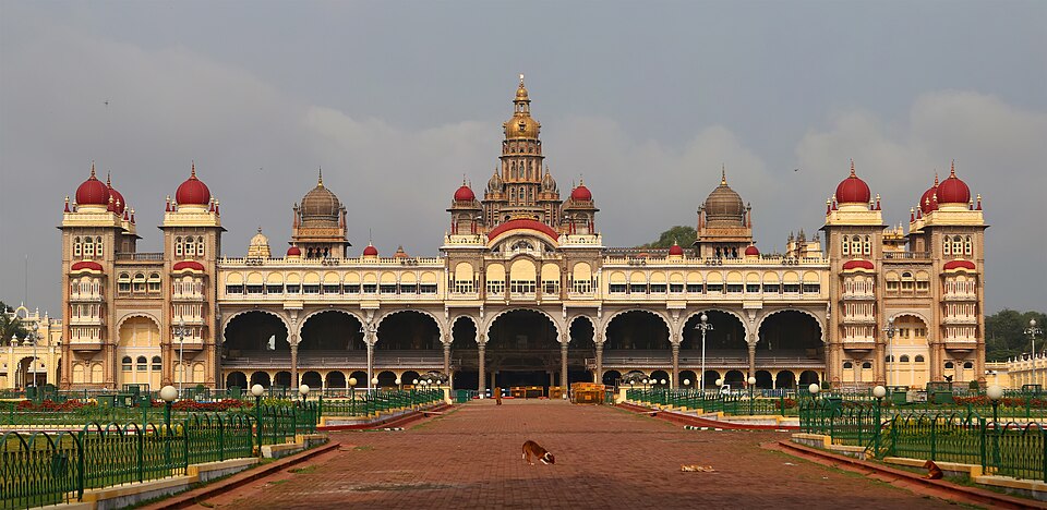 Mysuru Palace illuminated in the morning